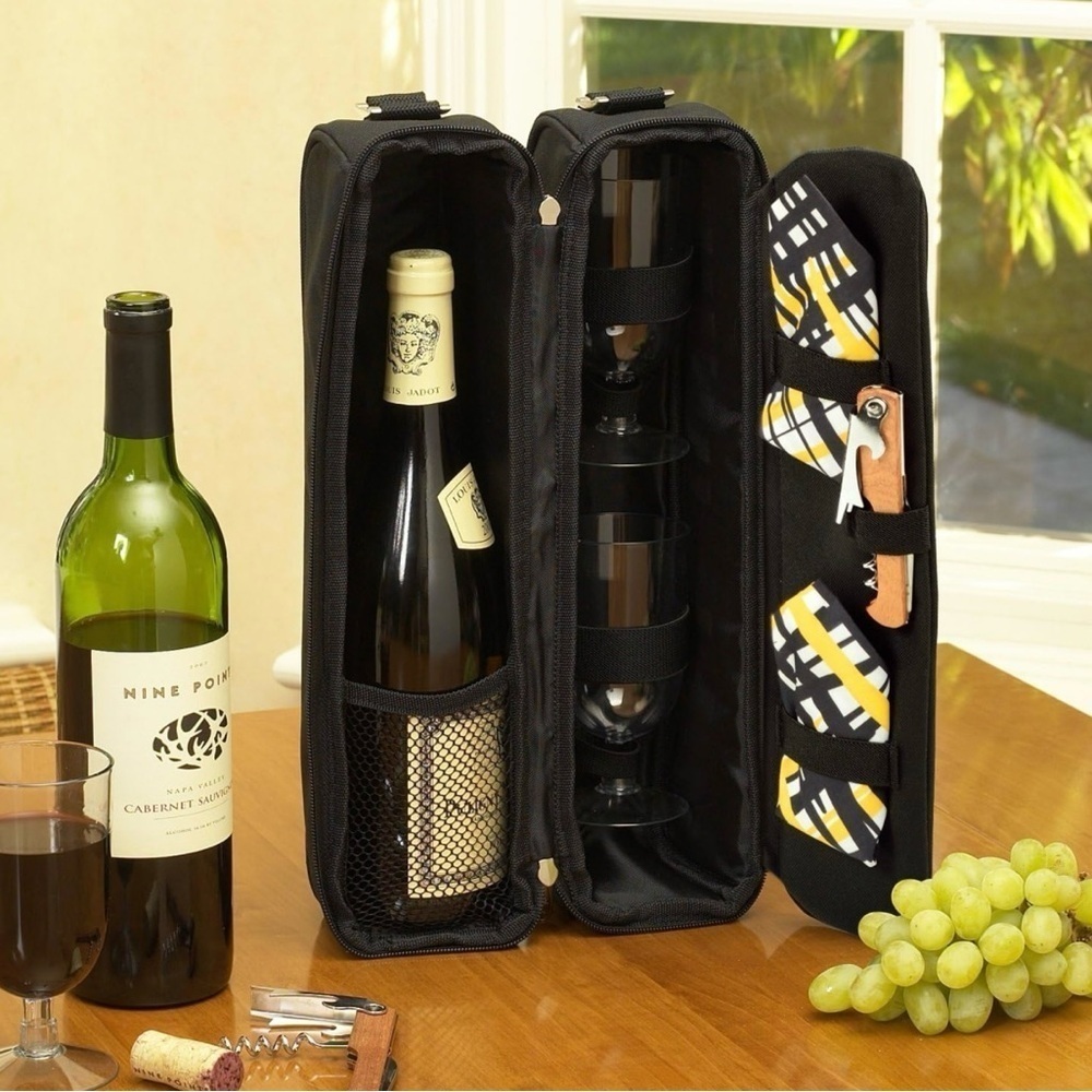Picnic At Ascot Black 2 Compartment Insulated Wine Tote - Picture 8 of 8